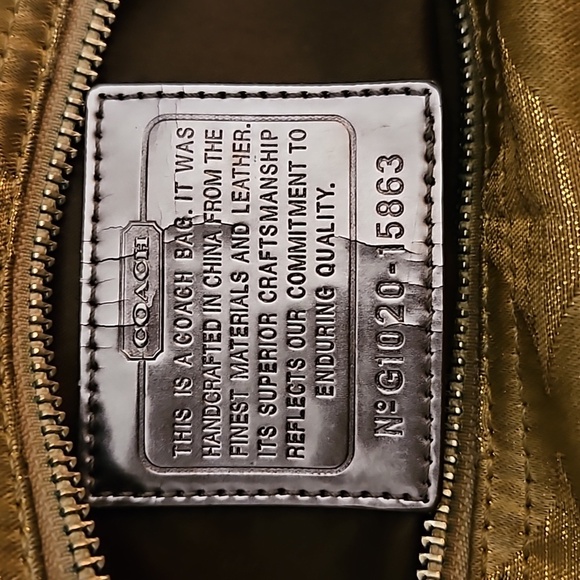 VTG COACH Y2k Gold Poppy Signature Logo Cloth Satchel Bag - Picture 12 of 16